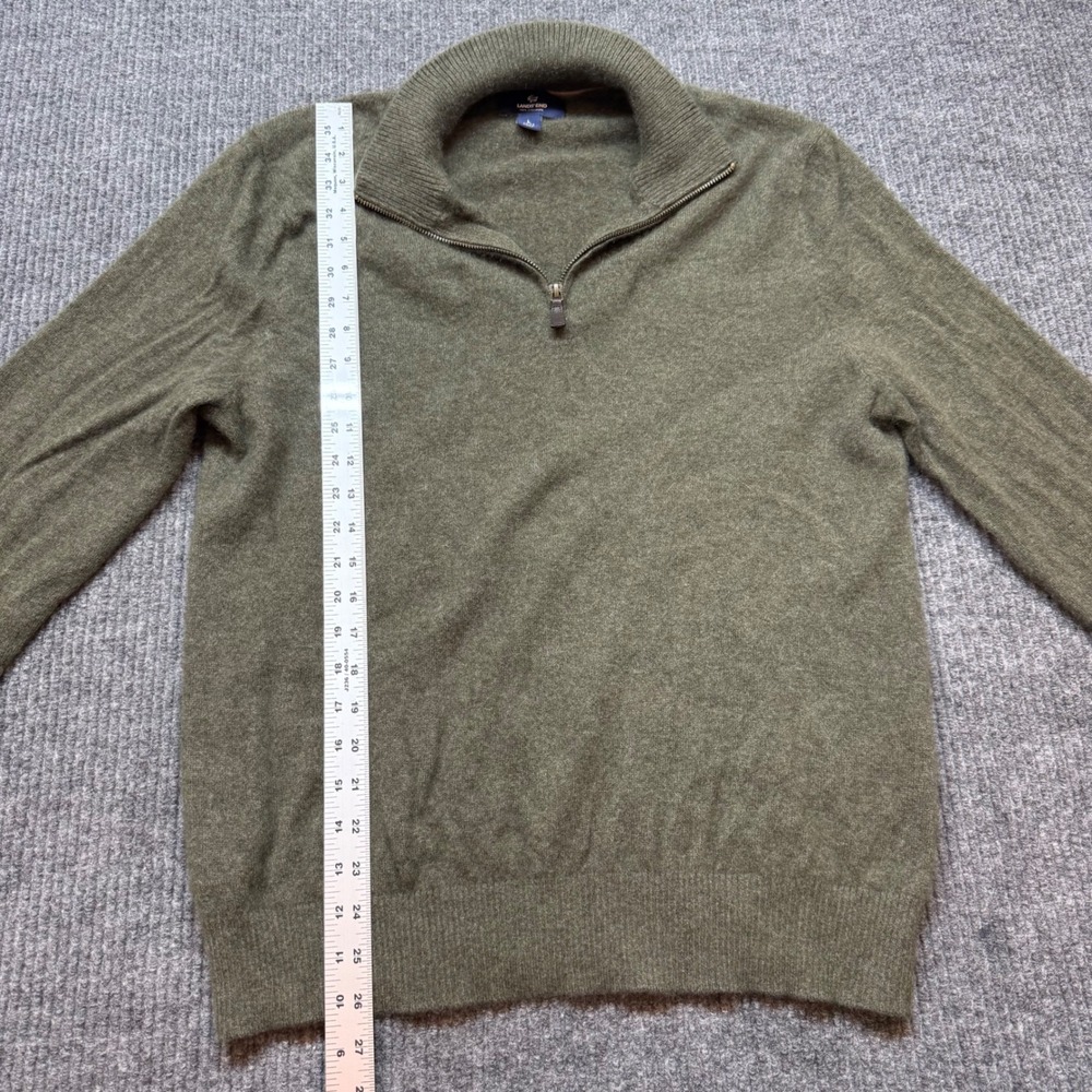 Cashmere Lands End Quarter Zip Sweater Mens Large Green Knit Pullover Preppy - Picture 4 of 11